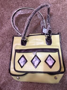 Women’s Yellow and Brown Photo-Window Tote Bag